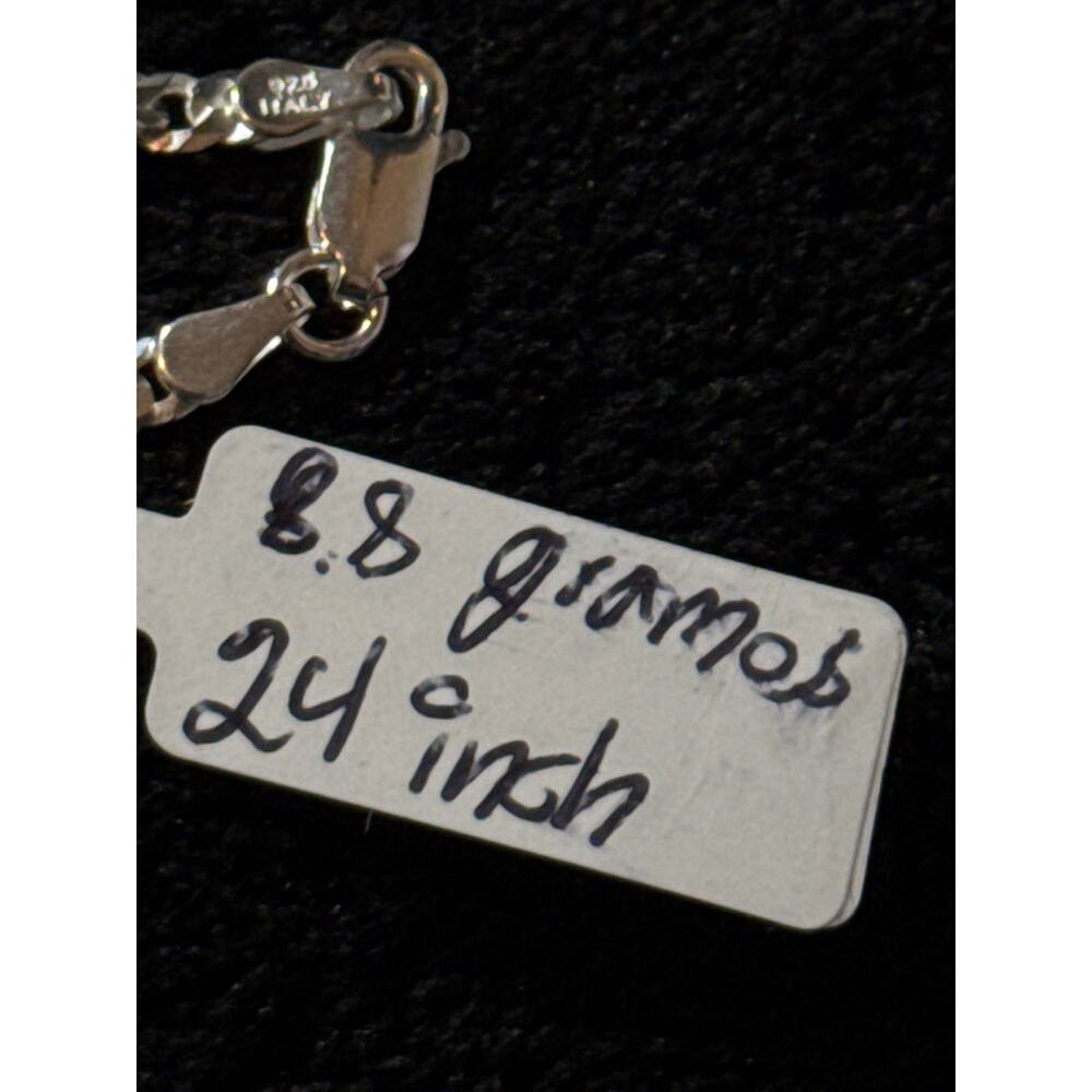 925 Sterling Silver Crucifix Cross Pendant Necklace 24 Inch Curb Chain Italy - Picture 4 of 4